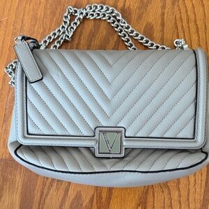 Victoria's Secret Quilted V-Flap Shoulder Bag in Light Gray/taupe